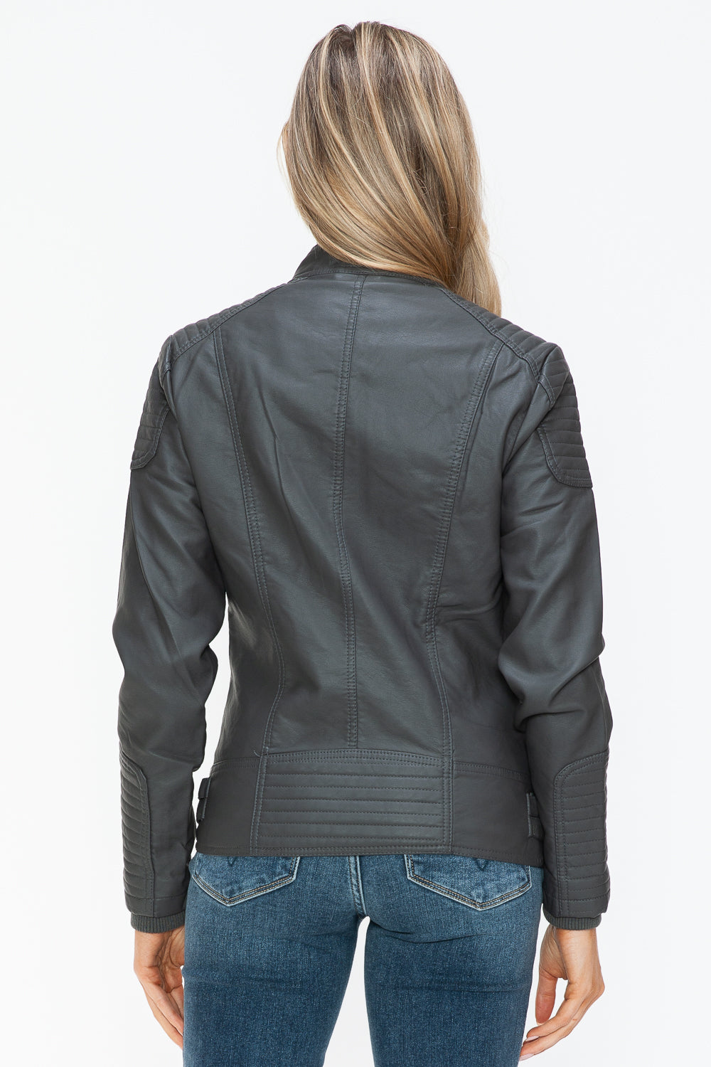Snobbish Faux Leather Biker Jacket with Side Zip Pockets - Teresa's Fashionista LLC