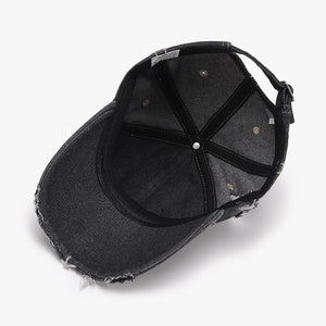 Distressed Adjustable Cotton Baseball Cap-Teresa's Fashionista LLC