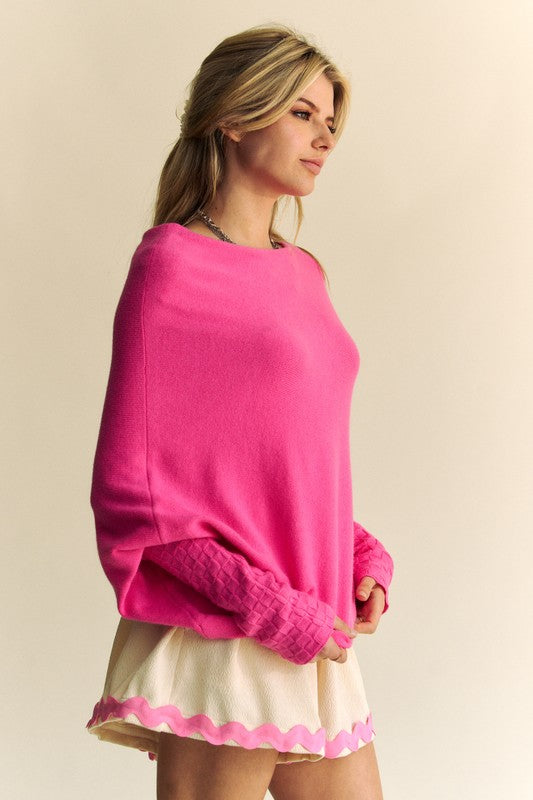 Davi & Dani Solid Color Batwing Sleeve Sweater - Teresa's Fashionista LLC