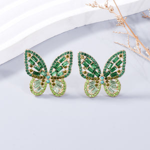Alloy Inlaid Rhinestone Butterfly Earrings-Teresa's Fashionista LLC