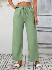 Casual Drawstring Wide Leg Pants