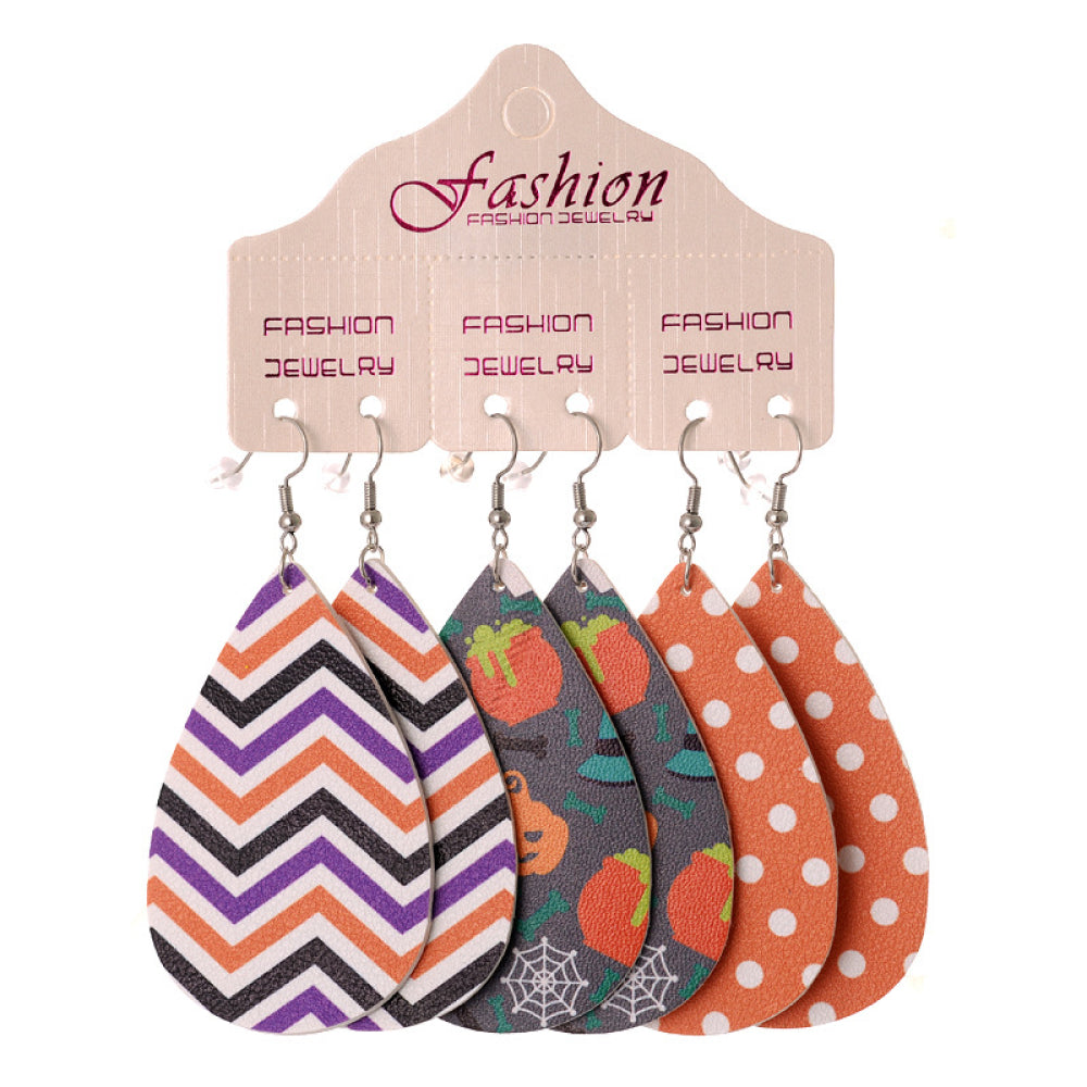 Halloween PU Teardrop Earrings Set - Teresa's Fashionista LLC