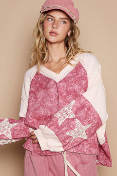 POL Lace Detail Floral Pattern V Neck Top - Teresa's Fashionista LLC