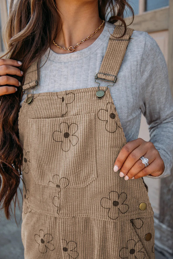 Flower Wide Strap Overalls with Pockets - Teresa's Fashionista LLC