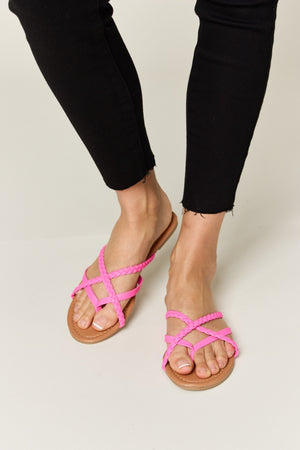 WILD DIVA Crisscross PU Leather Open Toe Sandals-Teresa's Fashionista LLC