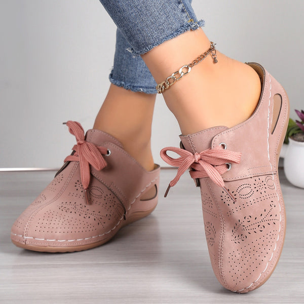 Lace-Up Round Toe Wedge Sandals-Teresa's Fashionista LLC