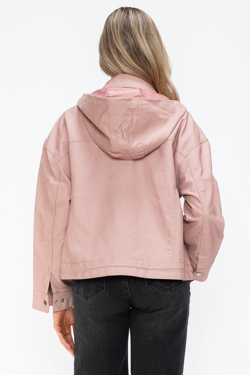How Dare U Drawstring Hem PU Leather Zip Up Jacket - Teresa's Fashionista LLC