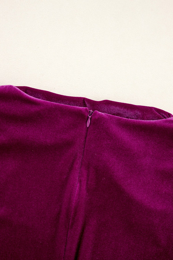 Ruched Mock Neck Long Sleeve Dress - Teresa's Fashionista LLC