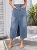 Slit Midi Denim Skirt with Pockets-Teresa's Fashionista LLC