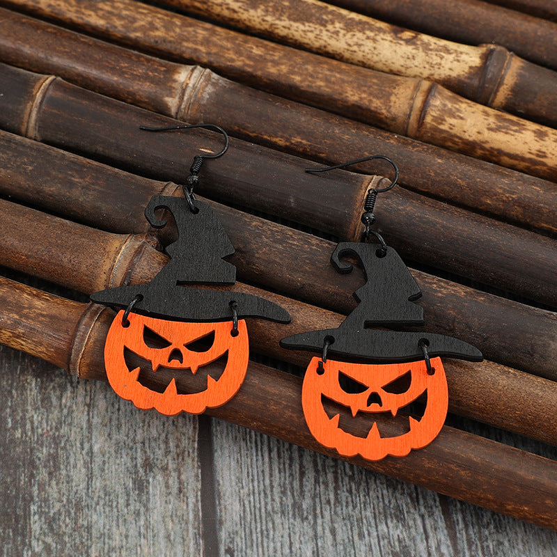 Wooden Pumpkin Shape Earrings - Teresa's Fashionista LLC