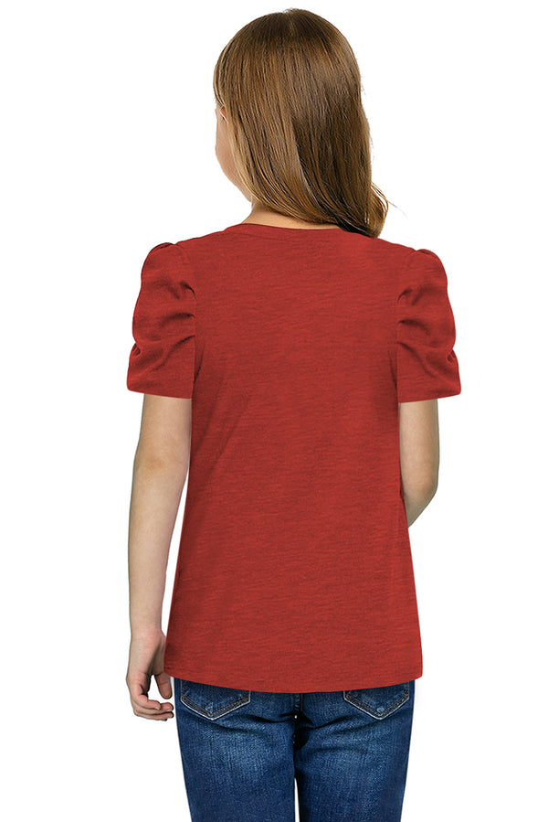 Round Neck Puff Sleeve T-Shirt-Teresa's Fashionista LLC