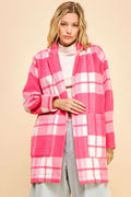 Davi & Dani Plaid Open Front Drop Shoulder Longline Coat - Teresa's Fashionista LLC