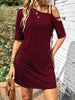 Asymmetrical Neck Half Sleeve Mini Dress - Teresa's Fashionista LLC