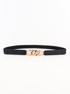 Zinc Alloy Buckle Elastic PU Belt-Teresa's Fashionista LLC