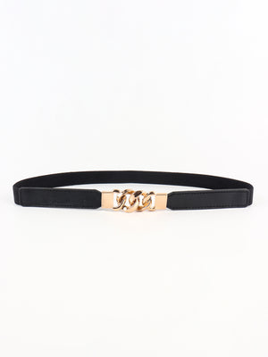 Zinc Alloy Buckle Elastic PU Belt-Teresa's Fashionista LLC