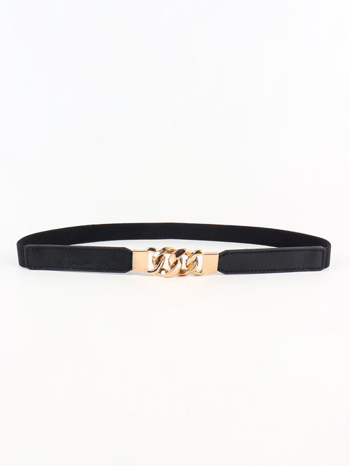 Zinc Alloy Buckle Elastic PU Belt-Teresa's Fashionista LLC