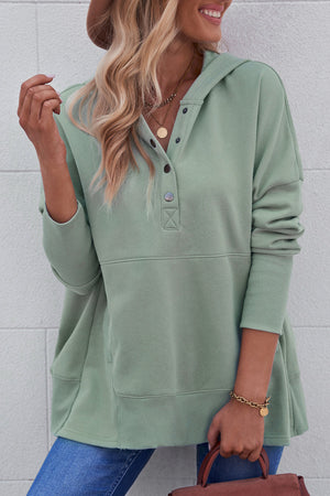 Quarter-Snap Dropped Shoulder Hoodie-Teresa's Fashionista LLC