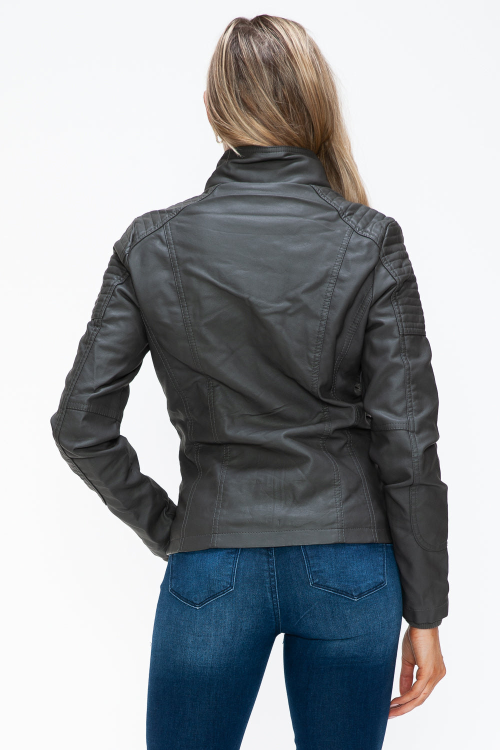 YMI Removable Faux Layered Multi-Pocket Jacket with Fuzzy Hood - Teresa's Fashionista LLC