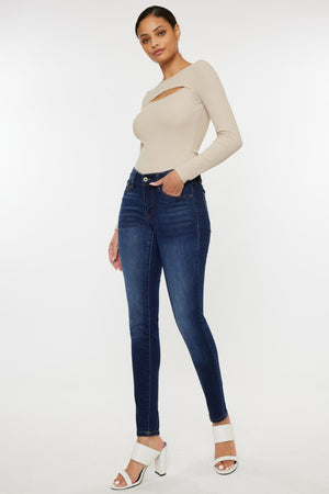 Kancan Mid Rise Gradient Skinny Jeans-Teresa's Fashionista LLC