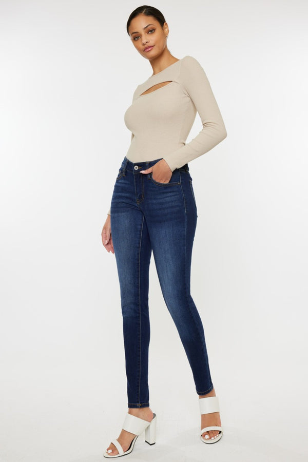 Kancan Mid Rise Gradient Skinny Jeans-Teresa's Fashionista LLC