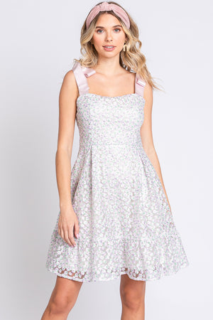 GeeGee Mesh Floral Embroidered Sleeveless Dress-Teresa's Fashionista LLC