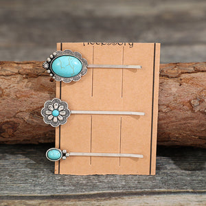3 PCS/Set Artificial Turquoise Hair Pins - Teresa's Fashionista LLC