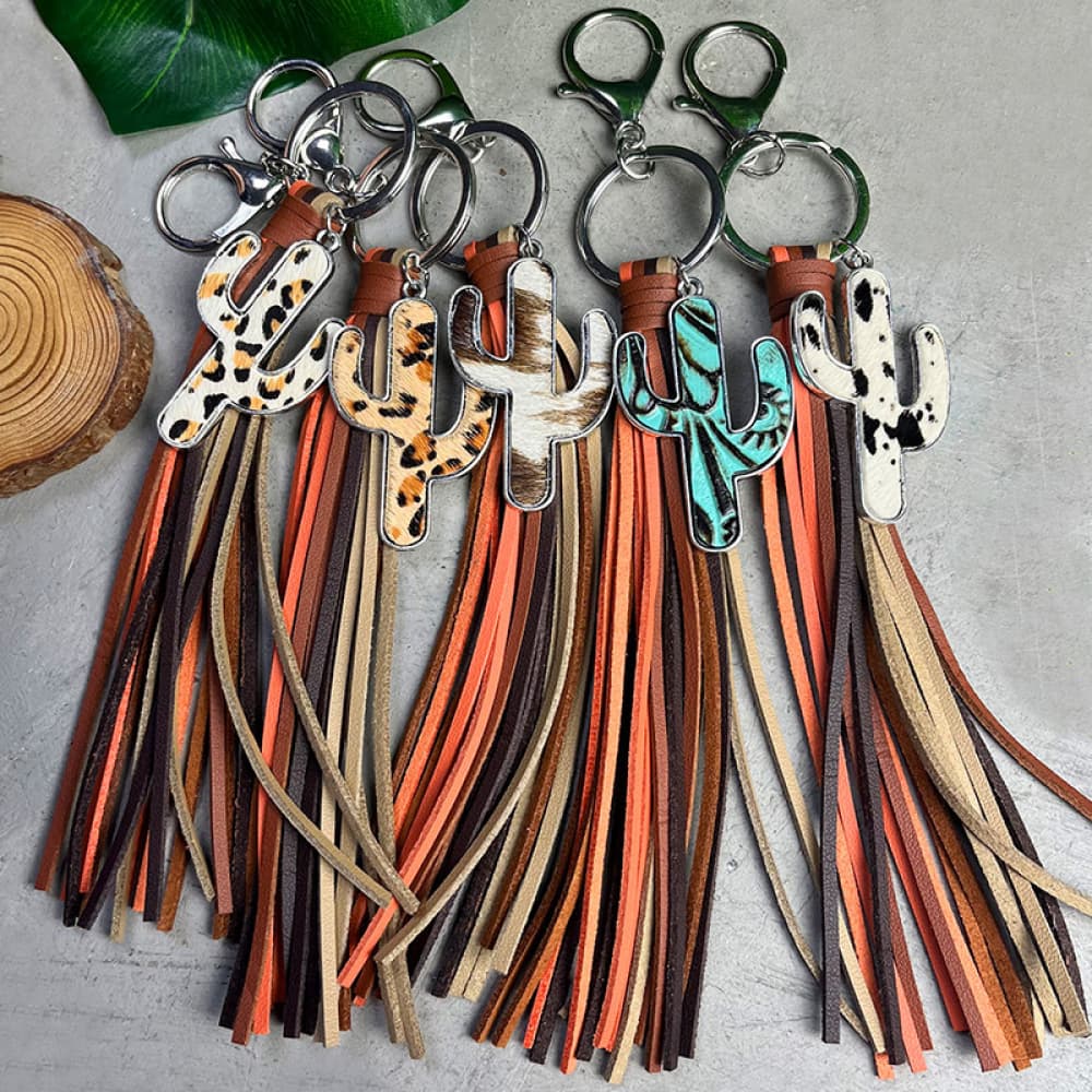 Cactus Keychain with Tassel-Teresa&#39;s Fashionista LLC