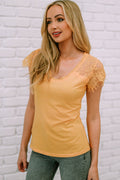 Scoop Neck Lace Short Sleeve T-Shirt-Teresa's Fashionista LLC