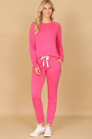 YMP40001V-SOLID LONG SLEEVE TOP AND JOGGERS SET