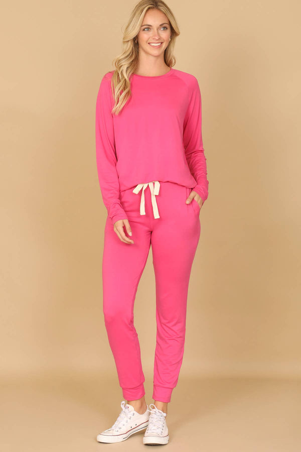 YMP40001V-SOLID LONG SLEEVE TOP AND JOGGERS SET