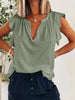 Ruffled Notched Cap Sleeve T-Shirt-Teresa's Fashionista LLC