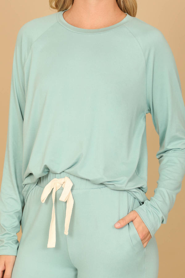 YMP40001V-SOLID LONG SLEEVE TOP AND JOGGERS SET