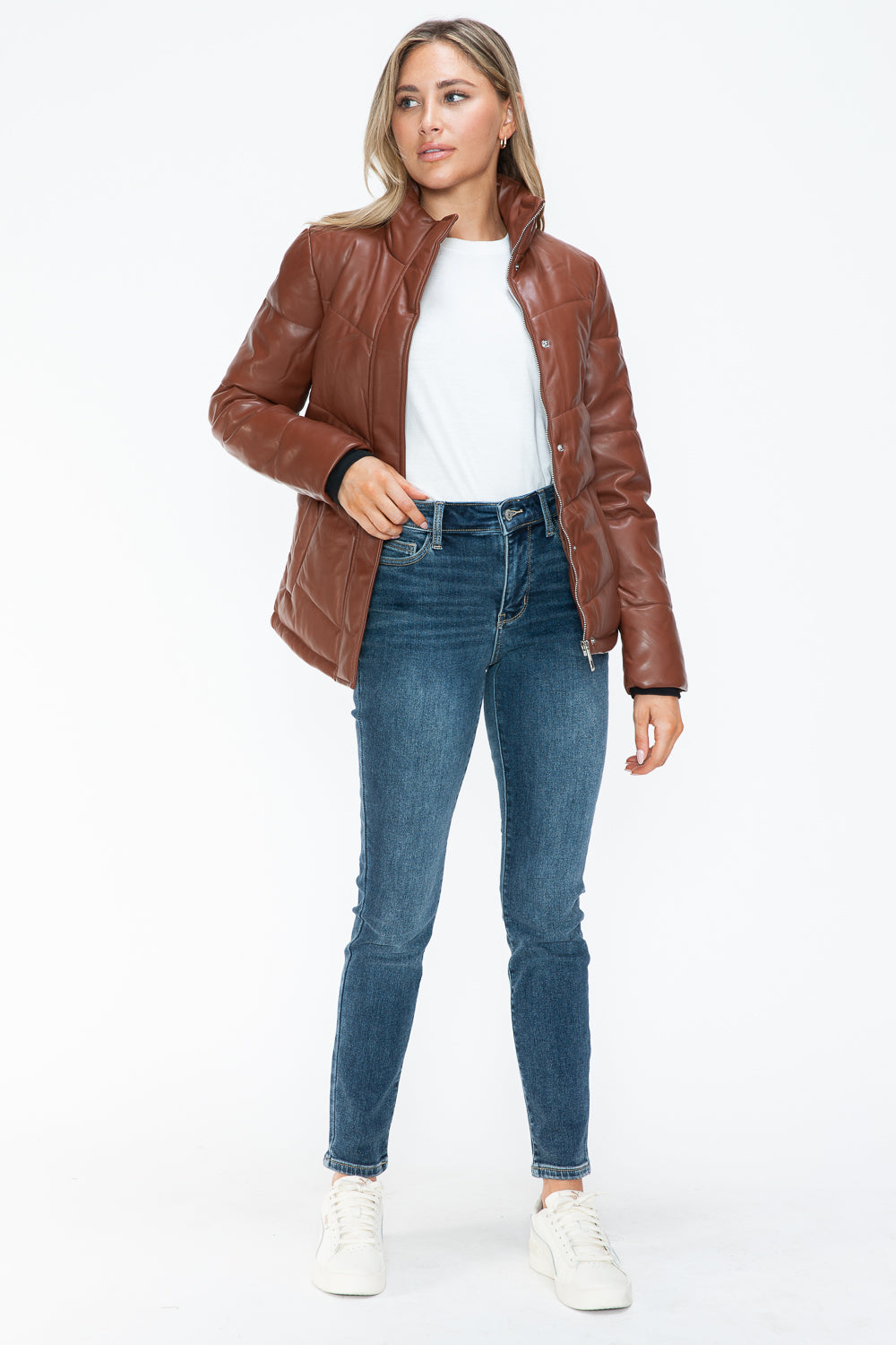 Snobbish Pocketed Zip Up Turtleneck Puffer Jacket - Teresa's Fashionista LLC