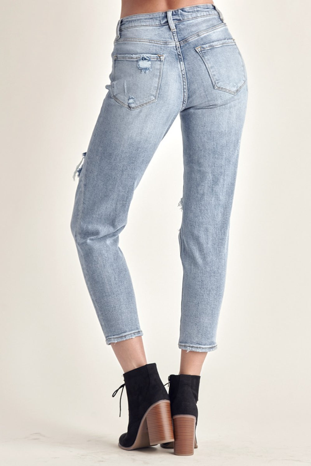 RISEN Distressed Slim Cropped Jeans-Teresa's Fashionista LLC
