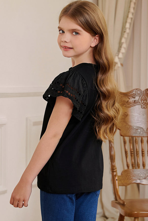 Round Neck Flutter Sleeve T-Shirt-Teresa's Fashionista LLC