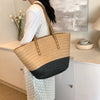 Contrast Straw Braided Handbag-Teresa's Fashionista LLC