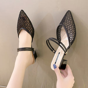Point Toe Block Heel Sandals-Teresa's Fashionista LLC