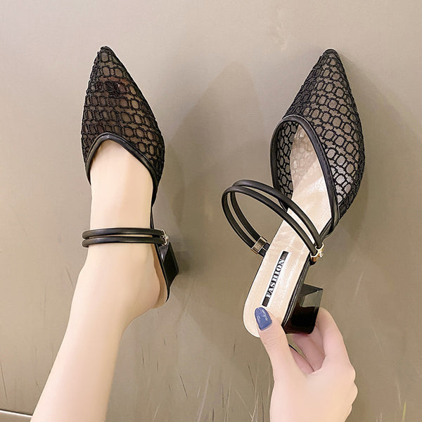 Point Toe Block Heel Sandals-Teresa's Fashionista LLC