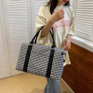 Houndstooth Canvas Travel Bag-Teresa's Fashionista LLC