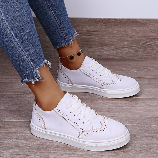 Lace-Up Suedette Flat Sneakers-Teresa's Fashionista LLC