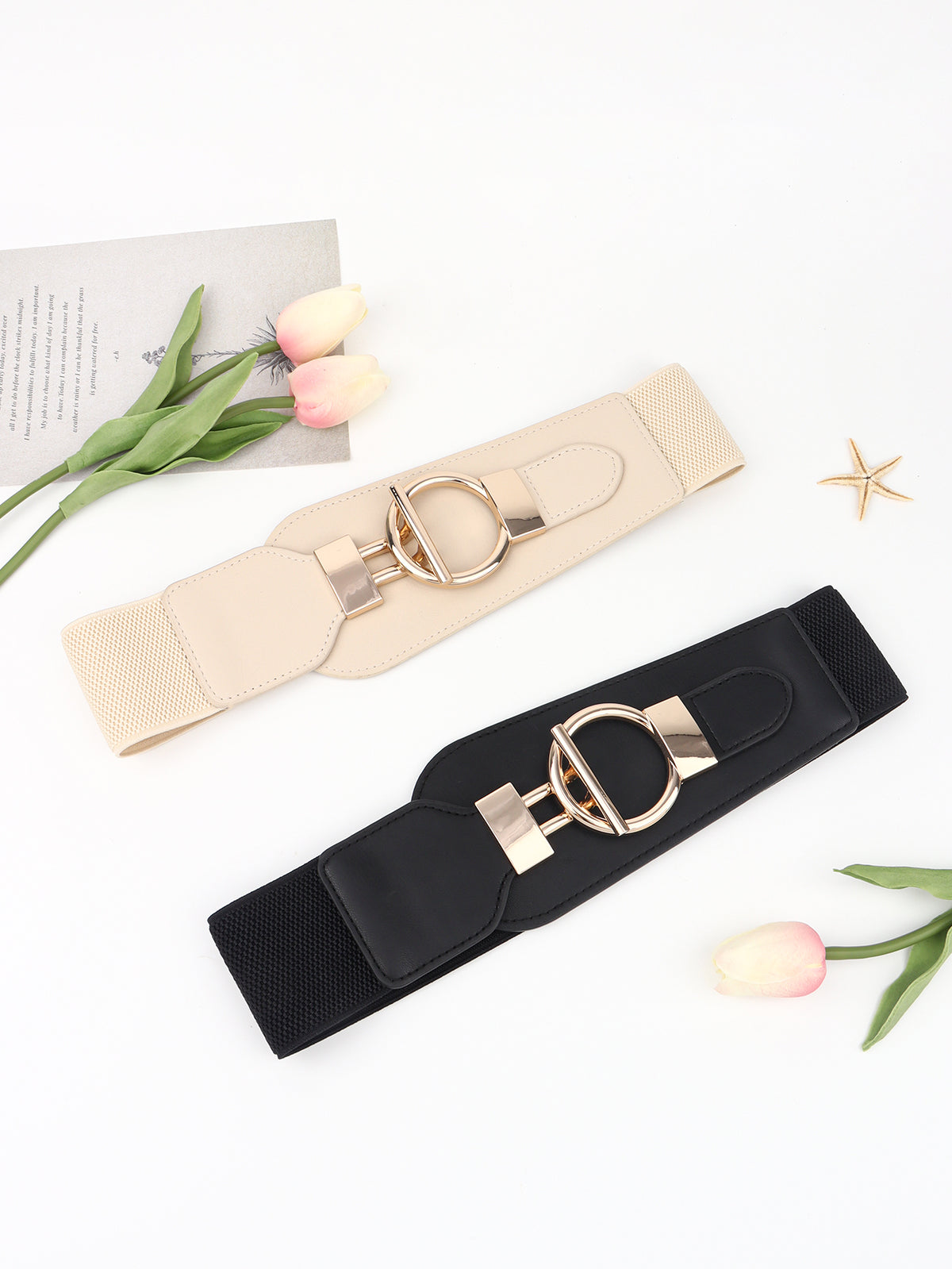 PU Elastic Wide Belt with Alloy Buckle-Teresa&#39;s Fashionista LLC