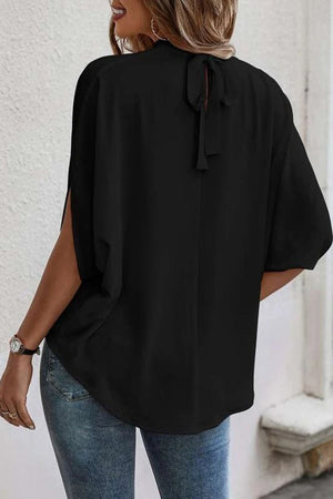 Tie Back Slit Half Sleeve Blouse-Teresa's Fashionista LLC