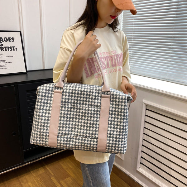 Houndstooth Canvas Travel Bag-Teresa's Fashionista LLC