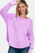 Zenana Round Neck Thumbhole Long Sleeve T-Shirt - Teresa's Fashionista LLC