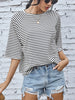 Striped Round Neck Raglan Sleeve T-Shirt-Teresa's Fashionista LLC