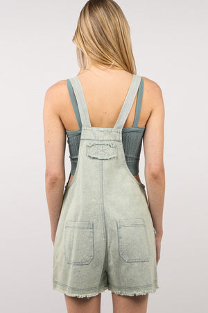VERY J Washed Frayed Hem Denim Overall - Teresa's Fashionista LLC