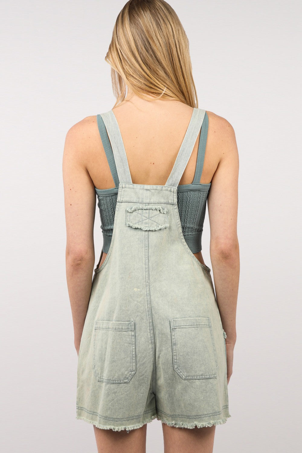 VERY J Washed Frayed Hem Denim Overall - Teresa's Fashionista LLC