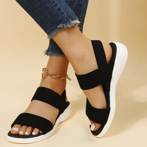 Rubber Open Toe Low Heel Sandals-Teresa's Fashionista LLC