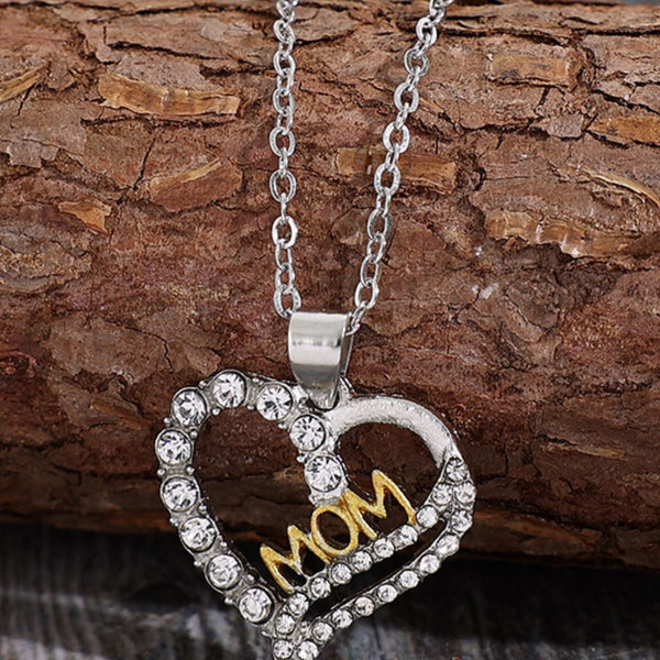 Alloy Inlaid Zircon Heart Pendant Necklace-Teresa's Fashionista LLC