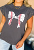 Studded Bow Graphic Round Neck Cap Sleeve T-Shirt-Teresa's Fashionista LLC